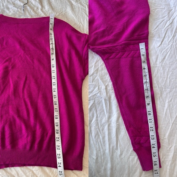 Cyrus Fuchsia Cable Knit Crewneck Sweater S - Picture 7 of 10